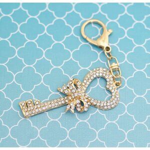 Vintage Ribbon Key Rhinestone Keychain - R13